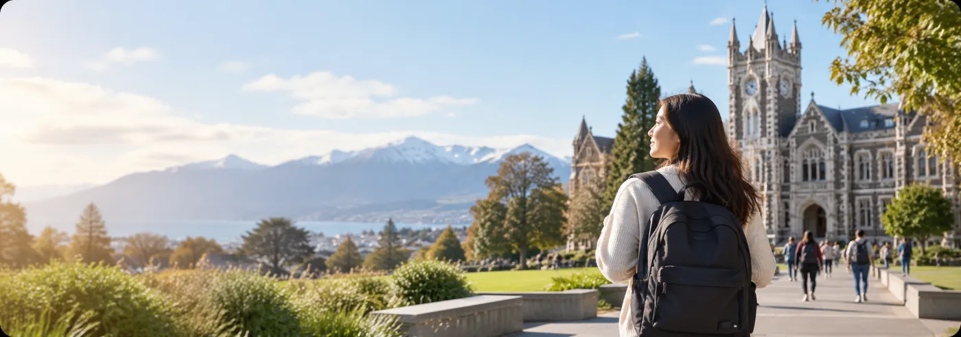 Traveler looking at NZ Snowy Mountains